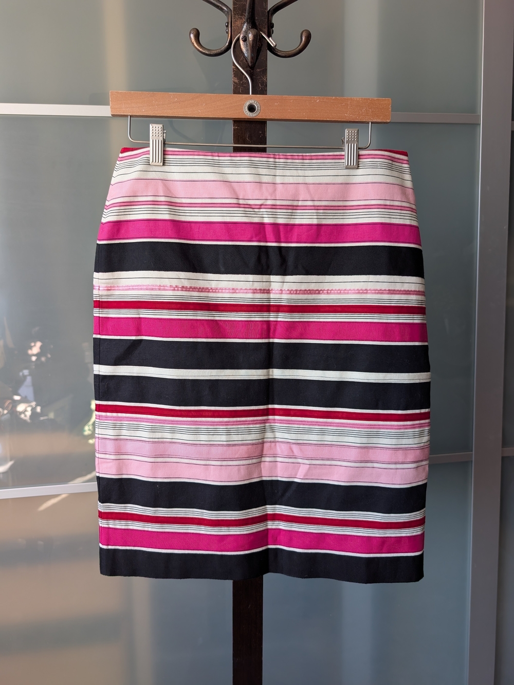 Talbots Pencil Skirt Pink Ribbon Striped Lined - Size 4